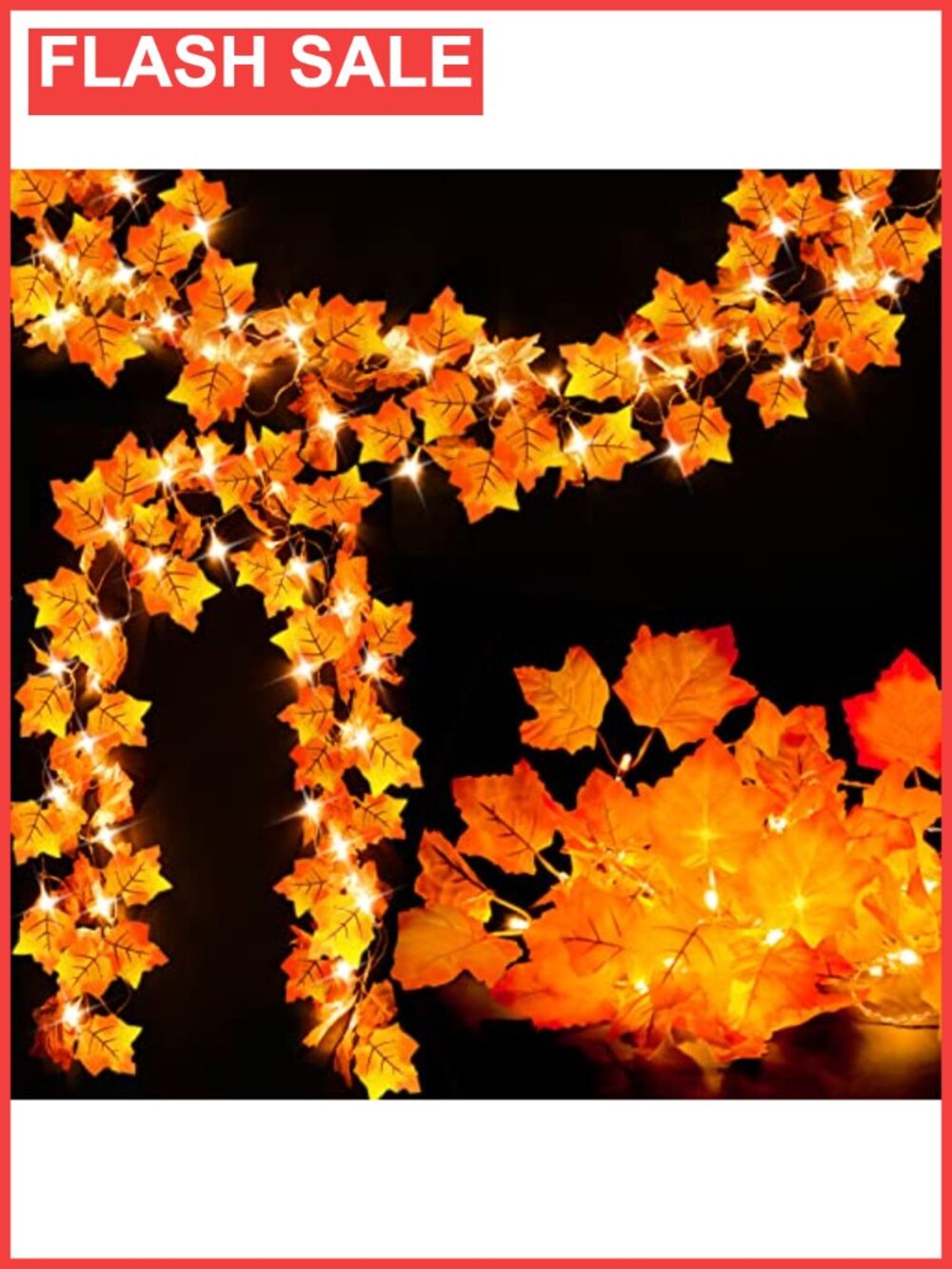 2-Pack Lighted Fall Garland, Total 16.4ft 40 LED Autumn String Lights